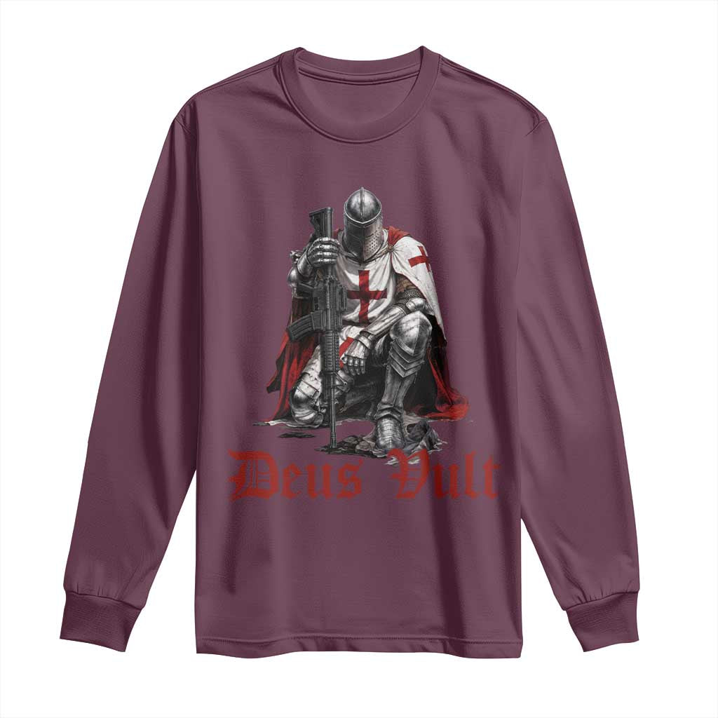 Deus Vult Knights Templar Gun Lover Long Sleeve Shirt Crusader Cross Soldier of Christ