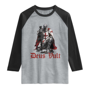 Deus Vult Knights Templar Gun Lover Raglan Shirt Crusader Cross Soldier of Christ