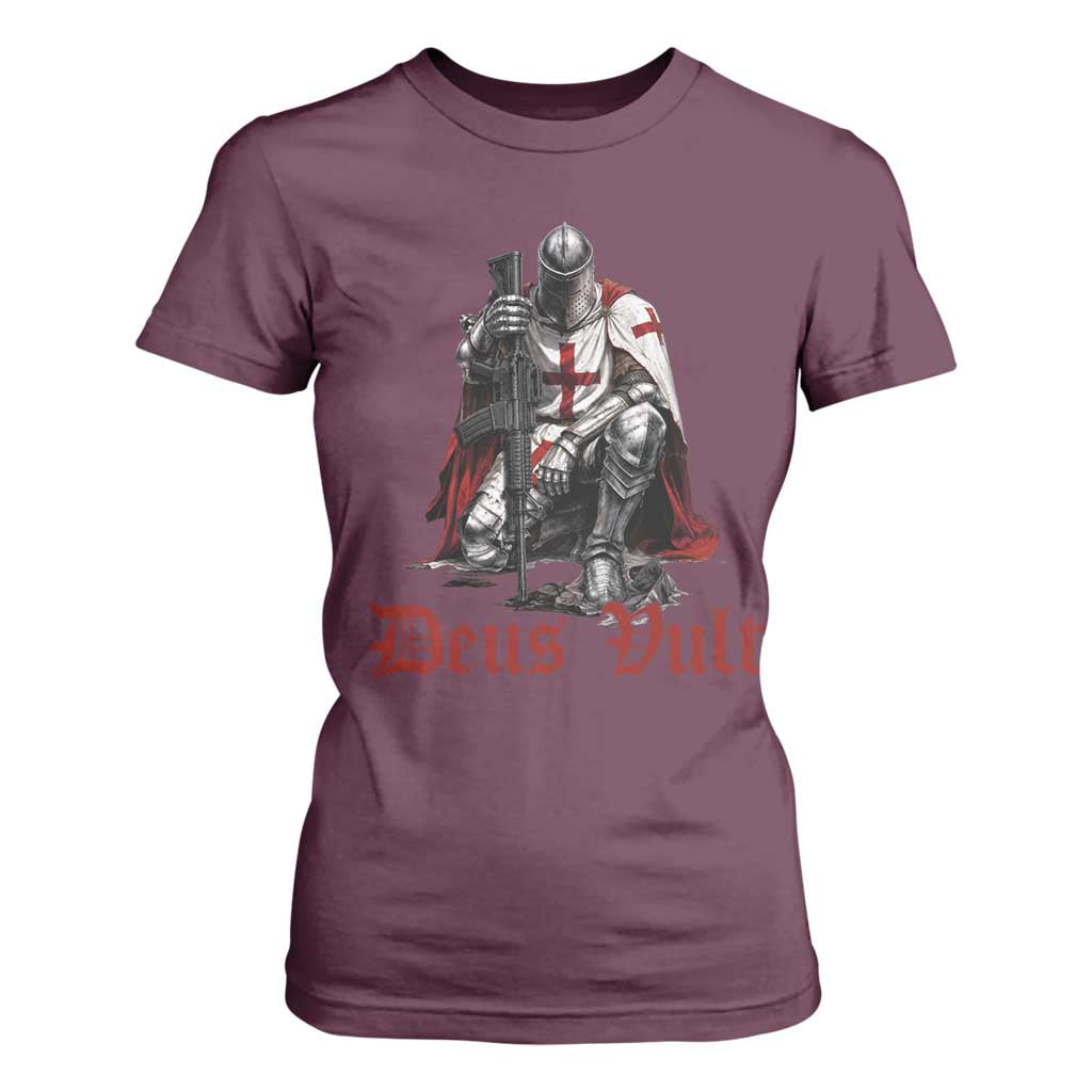 Deus Vult Knights Templar Gun Lover T Shirt For Women Crusader Cross Soldier of Christ
