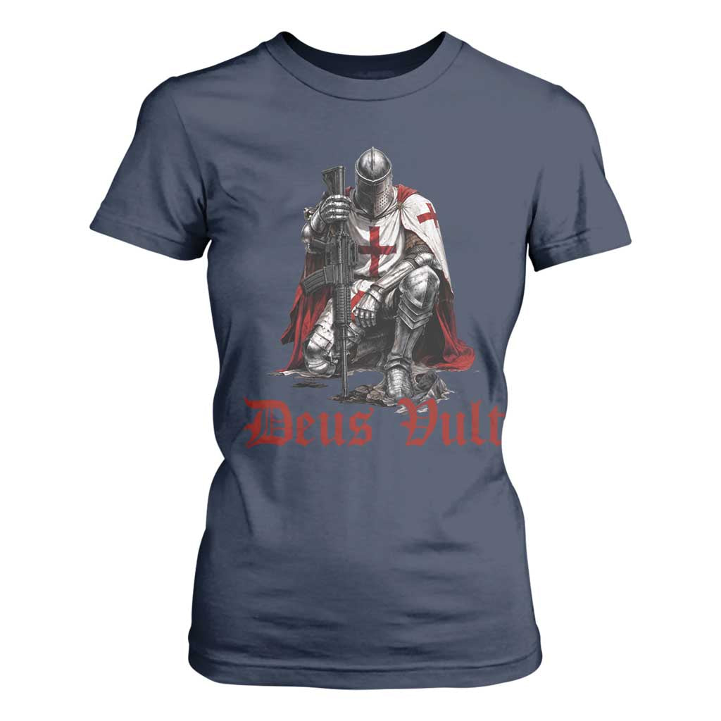 Deus Vult Knights Templar Gun Lover T Shirt For Women Crusader Cross Soldier of Christ
