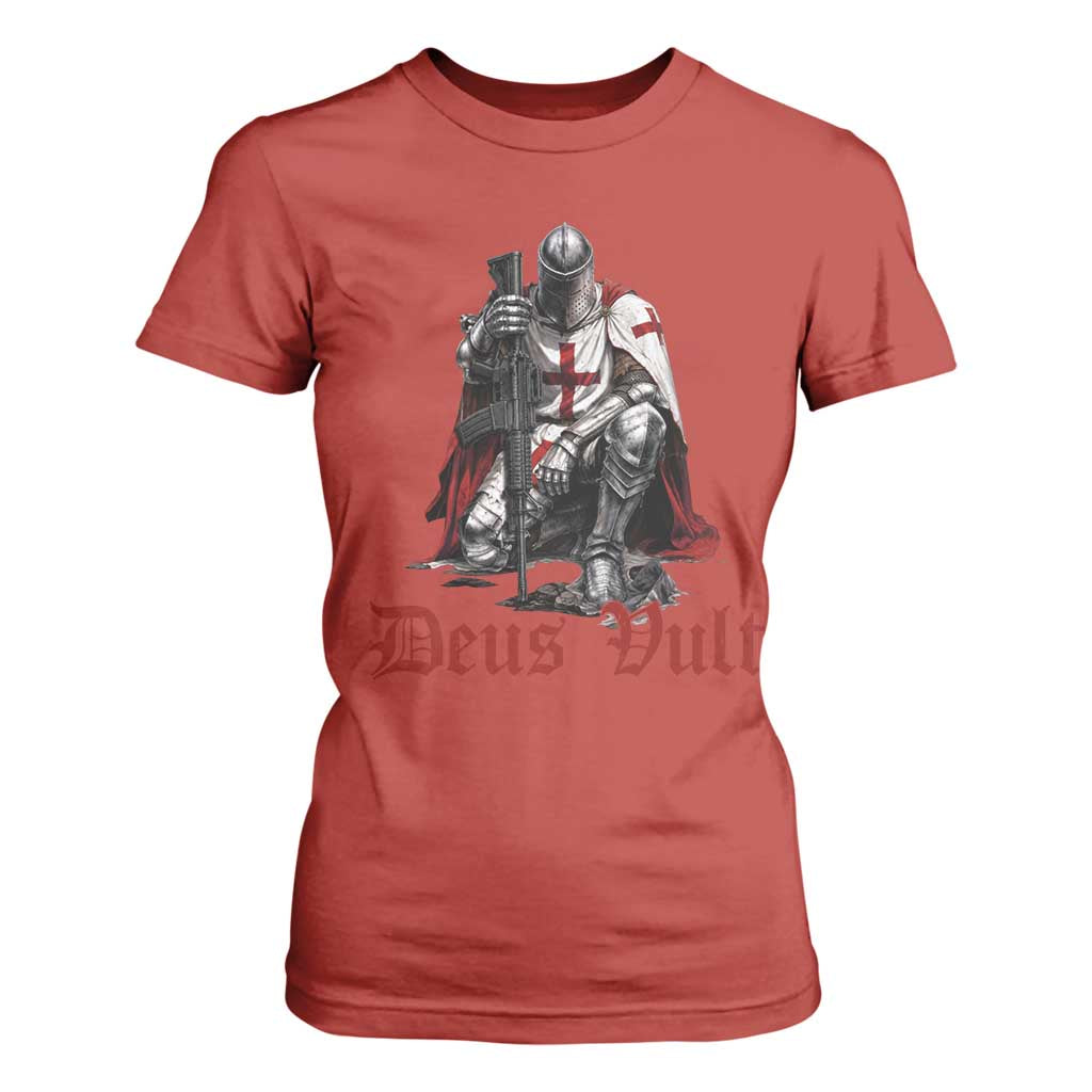 Deus Vult Knights Templar Gun Lover T Shirt For Women Crusader Cross Soldier of Christ