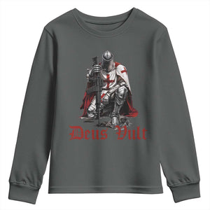 Deus Vult Knights Templar Gun Lover Youth Sweatshirt Crusader Cross Soldier of Christ