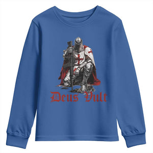 Deus Vult Knights Templar Gun Lover Youth Sweatshirt Crusader Cross Soldier of Christ