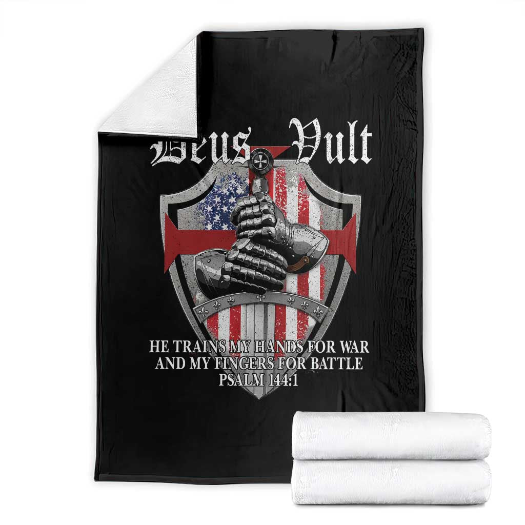 Deus Vult Knights Templar Throw Blanket He Trains My Hands For War And My Fingers For Battle TS11 Black Print Your Wear