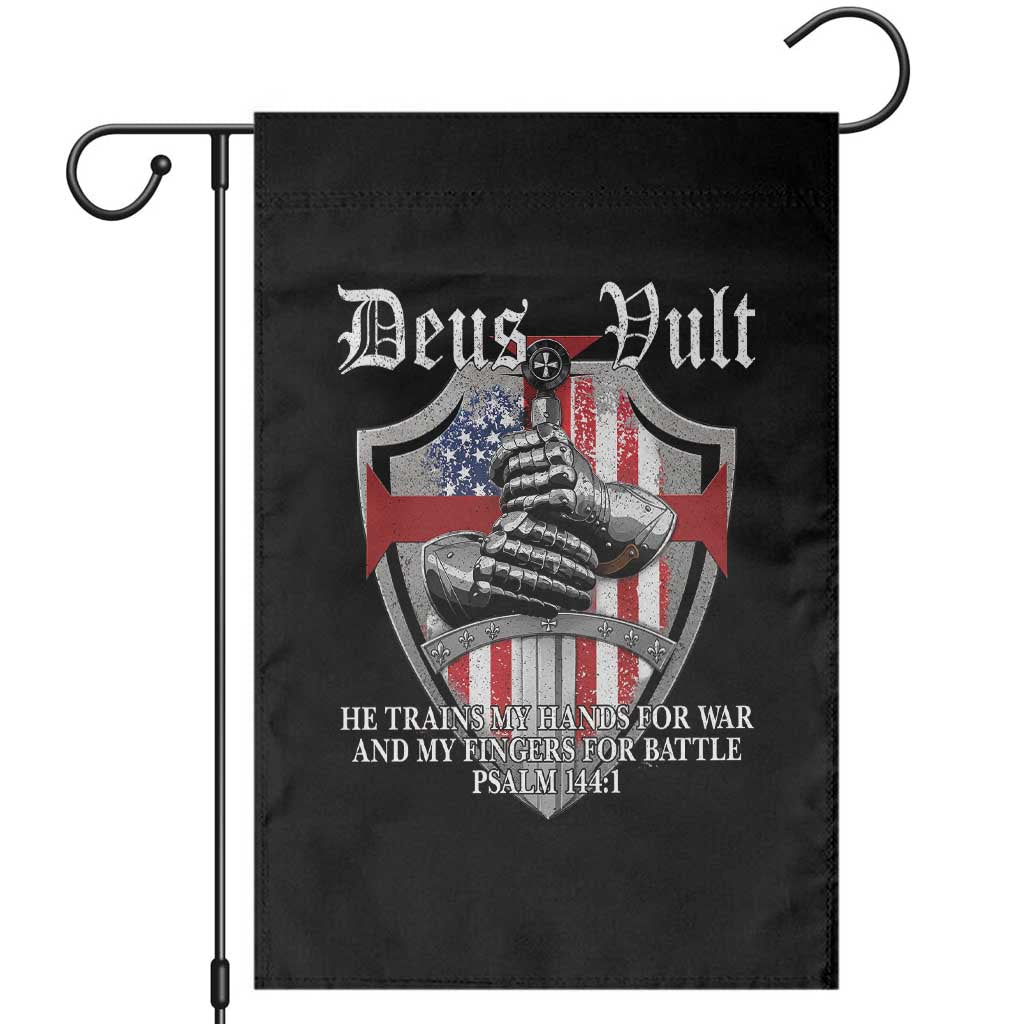 Deus Vult Knights Templar Garden Flag He Trains My Hands For War And My Fingers For Battle TS11 Black Print Your Wear