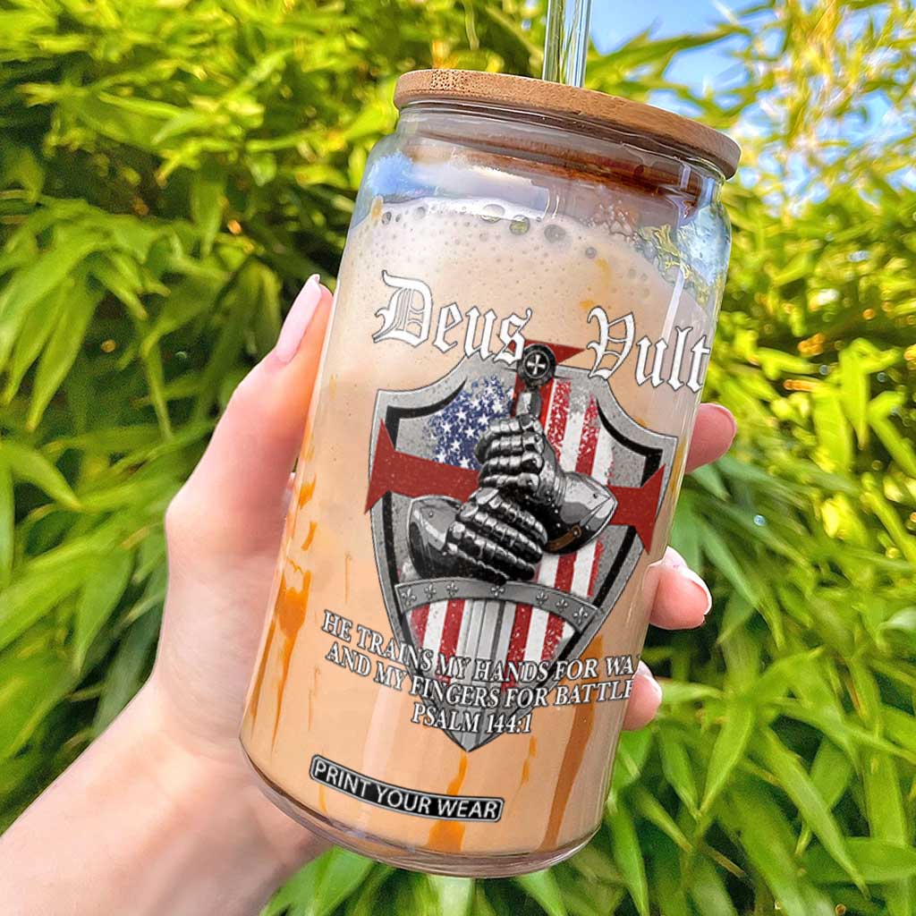 Deus Vult Knights Templar Glass Can He Trains My Hands For War And My Fingers For Battle TS11 Black Print Your Wear