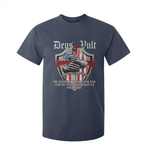 Deus Vult Knights Templar T Shirt For Kid He Trains My Hands For War And My Fingers For Battle