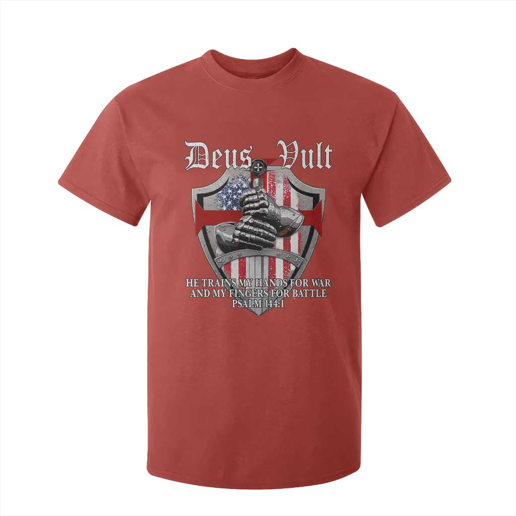 Deus Vult Knights Templar T Shirt For Kid He Trains My Hands For War And My Fingers For Battle
