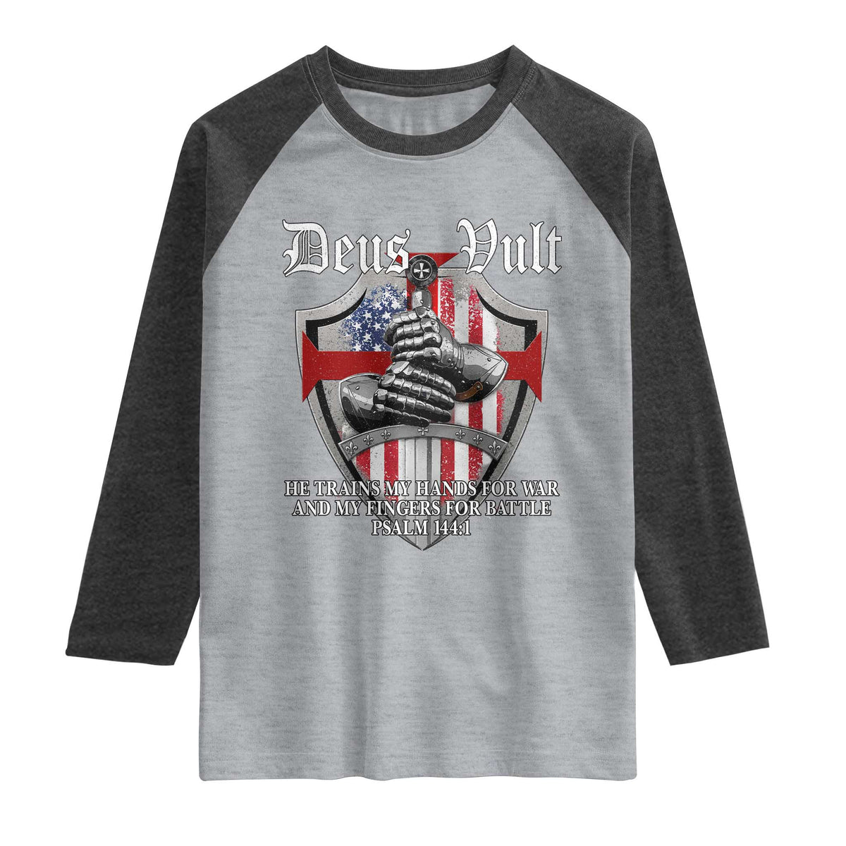 Deus Vult Knights Templar Raglan Shirt He Trains My Hands For War And My Fingers For Battle