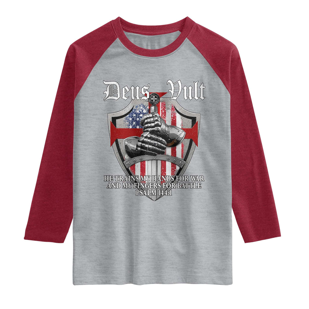 Deus Vult Knights Templar Raglan Shirt He Trains My Hands For War And My Fingers For Battle