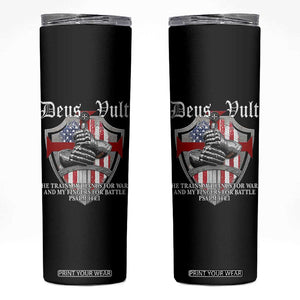 Deus Vult Knights Templar Skinny Tumbler He Trains My Hands For War And My Fingers For Battle