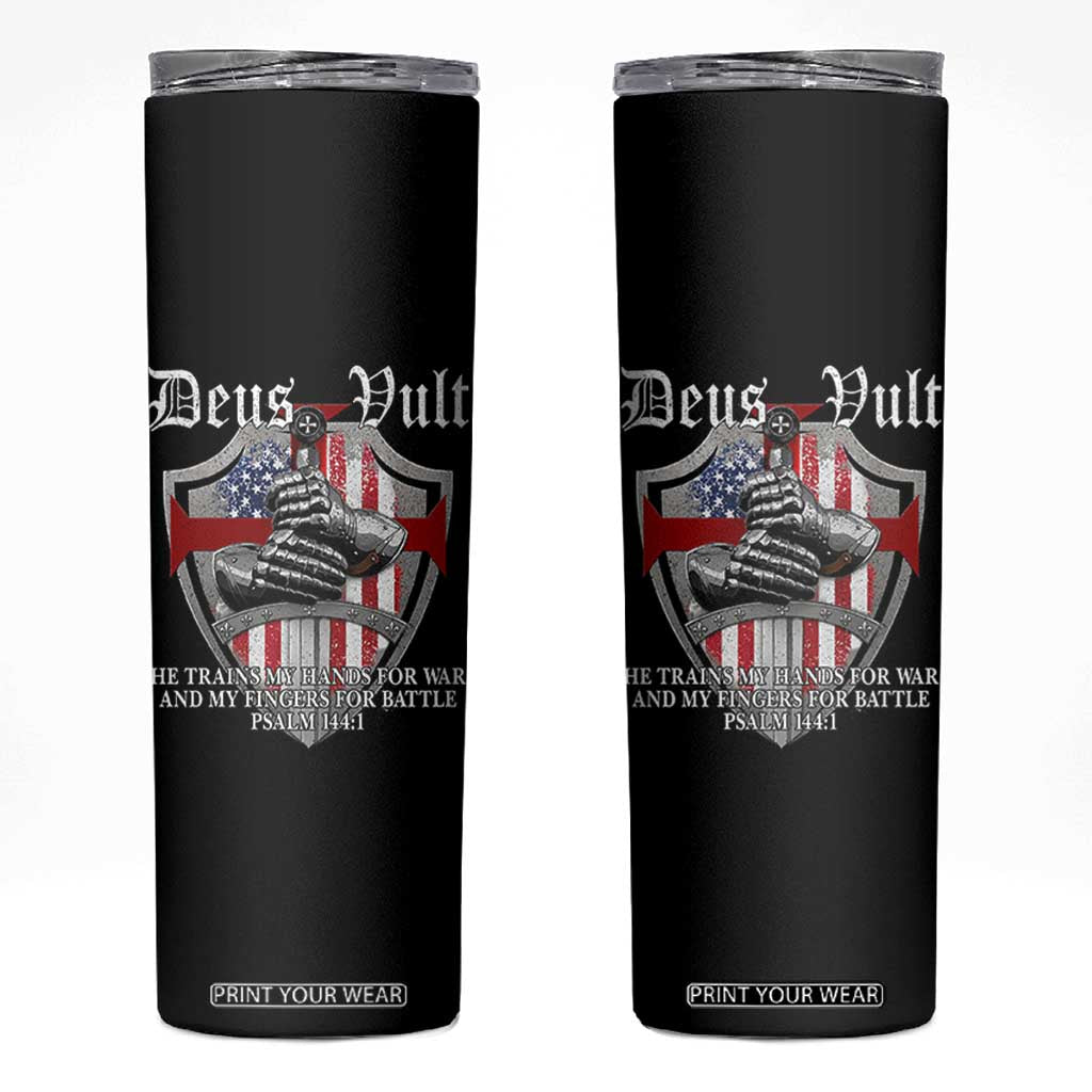Deus Vult Knights Templar Skinny Tumbler He Trains My Hands For War And My Fingers For Battle TS11 Black Print Your Wear