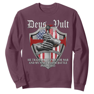 Deus Vult Knights Templar Sweatshirt He Trains My Hands For War And My Fingers For Battle
