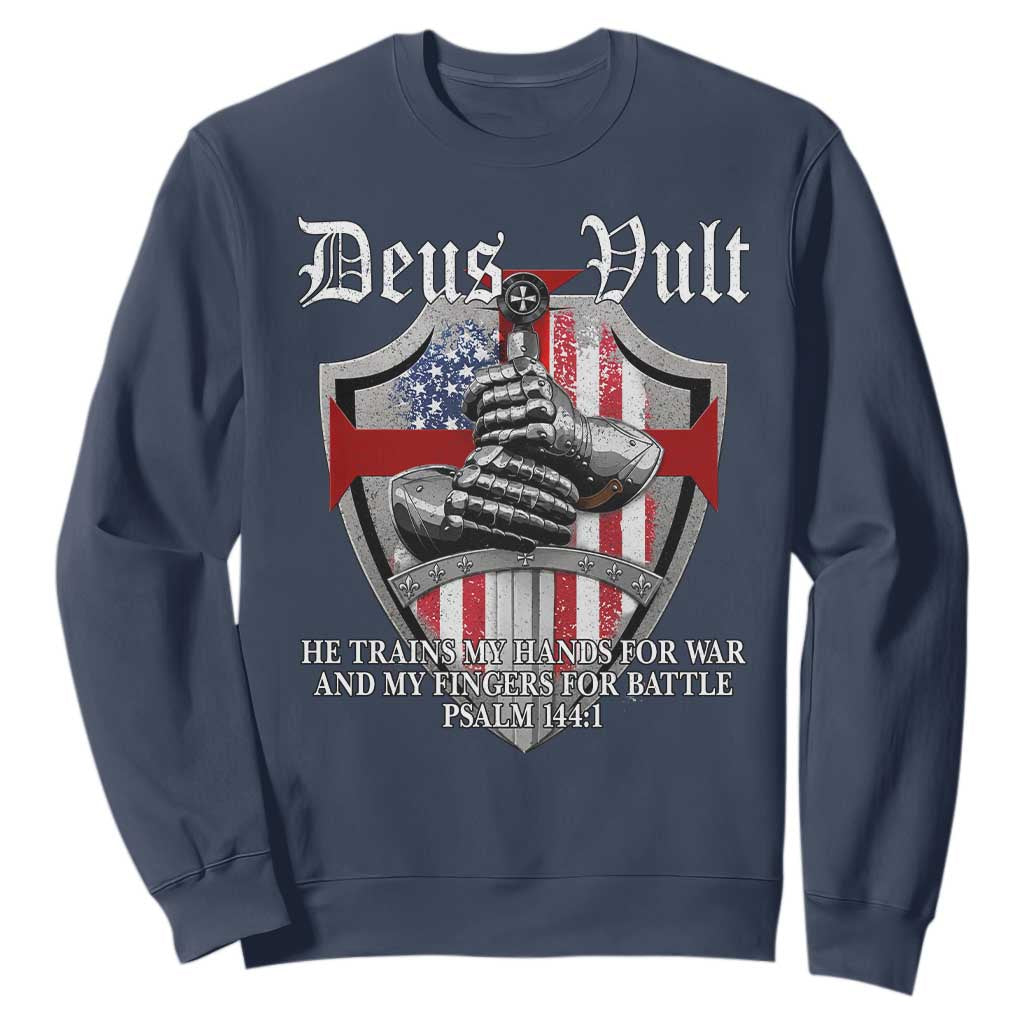 Deus Vult Knights Templar Sweatshirt He Trains My Hands For War And My Fingers For Battle