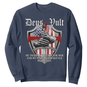 Deus Vult Knights Templar Sweatshirt He Trains My Hands For War And My Fingers For Battle
