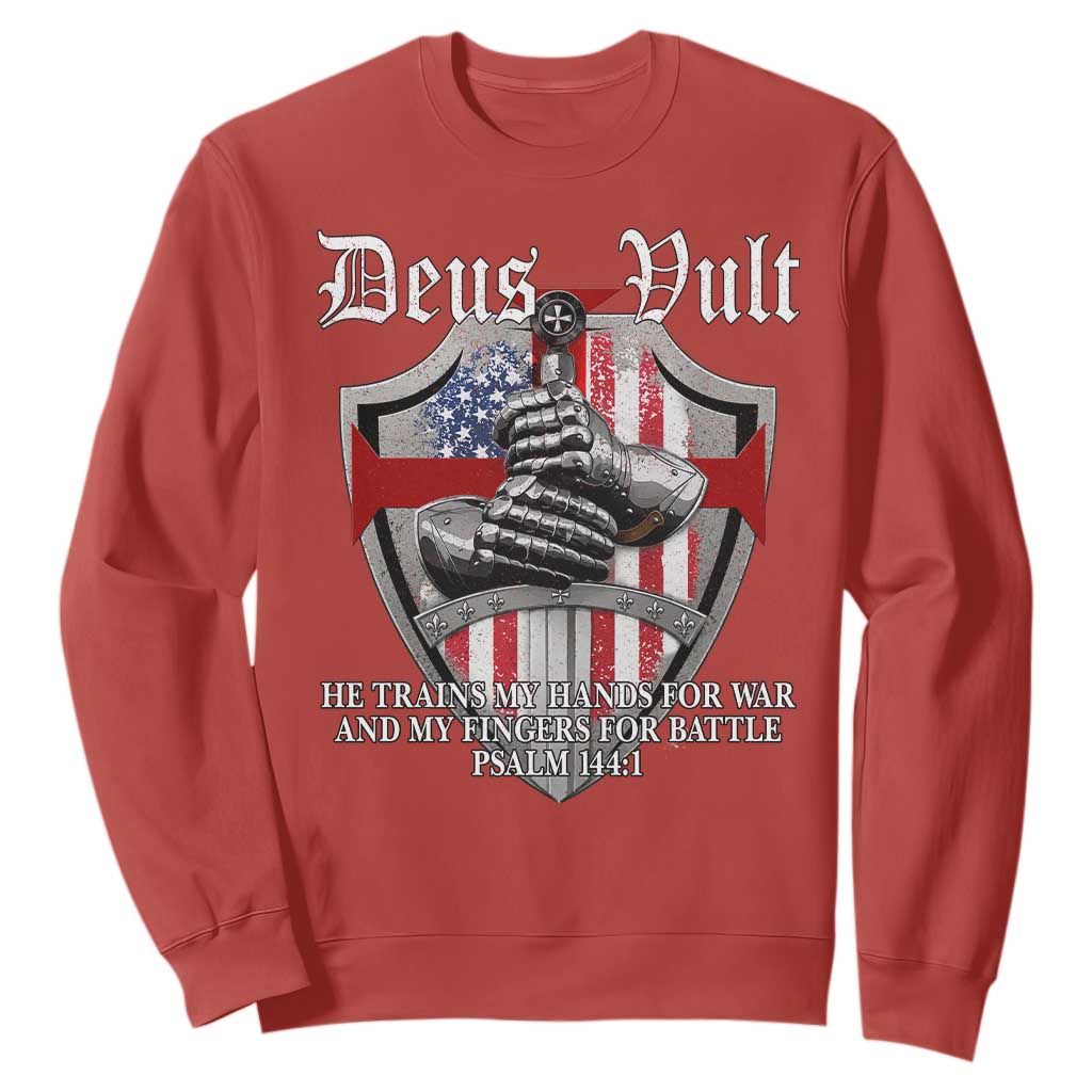Deus Vult Knights Templar Sweatshirt He Trains My Hands For War And My Fingers For Battle