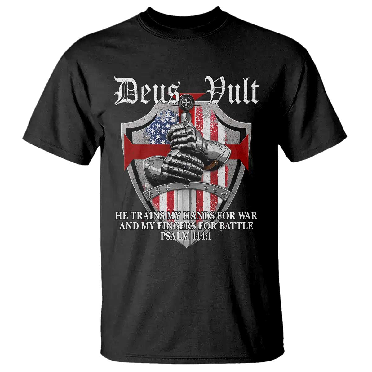 Deus Vult Knights Templar T Shirt He Trains My Hands For War And My Fingers For Battle