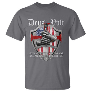 Deus Vult Knights Templar T Shirt He Trains My Hands For War And My Fingers For Battle