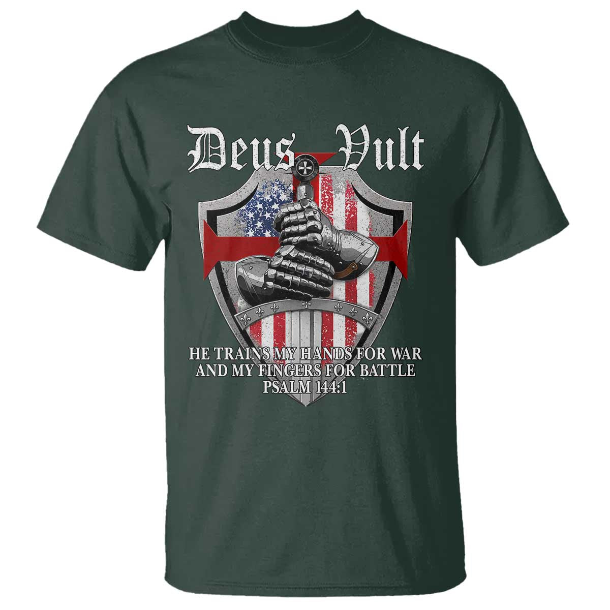 Deus Vult Knights Templar T Shirt He Trains My Hands For War And My Fingers For Battle