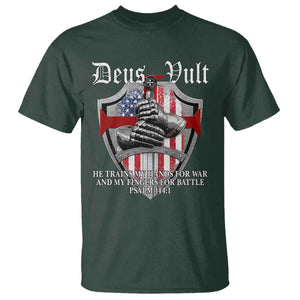 Deus Vult Knights Templar T Shirt He Trains My Hands For War And My Fingers For Battle