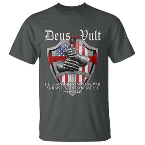 Deus Vult Knights Templar T Shirt He Trains My Hands For War And My Fingers For Battle