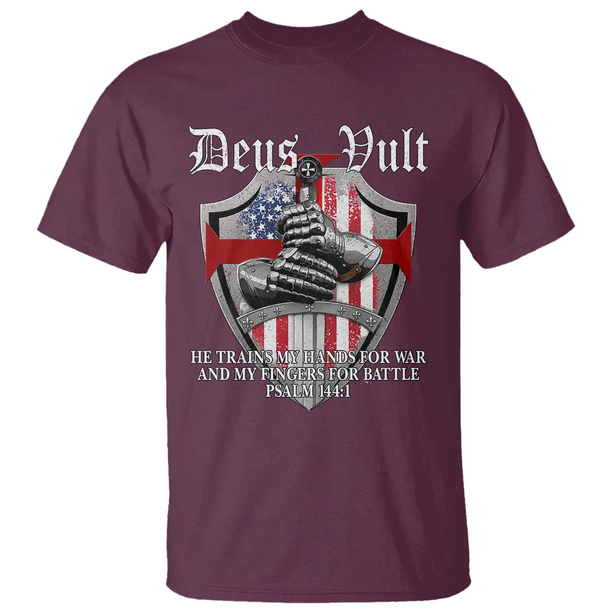 Deus Vult Knights Templar T Shirt He Trains My Hands For War And My Fingers For Battle