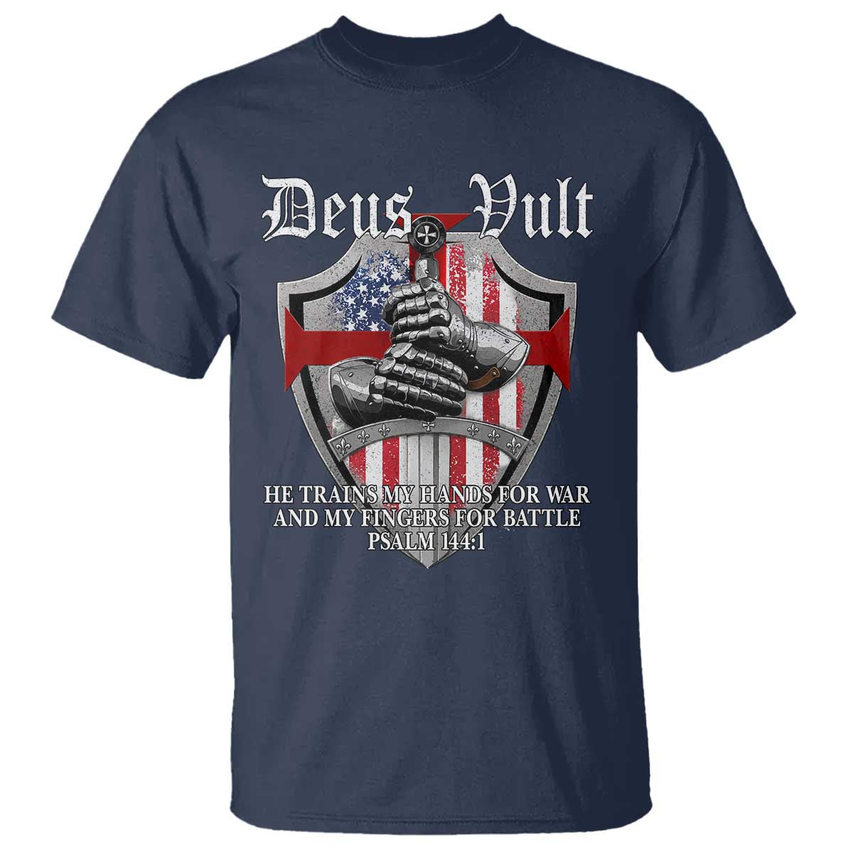Deus Vult Knights Templar T Shirt He Trains My Hands For War And My Fingers For Battle