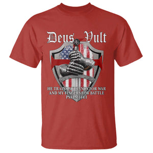 Deus Vult Knights Templar T Shirt He Trains My Hands For War And My Fingers For Battle