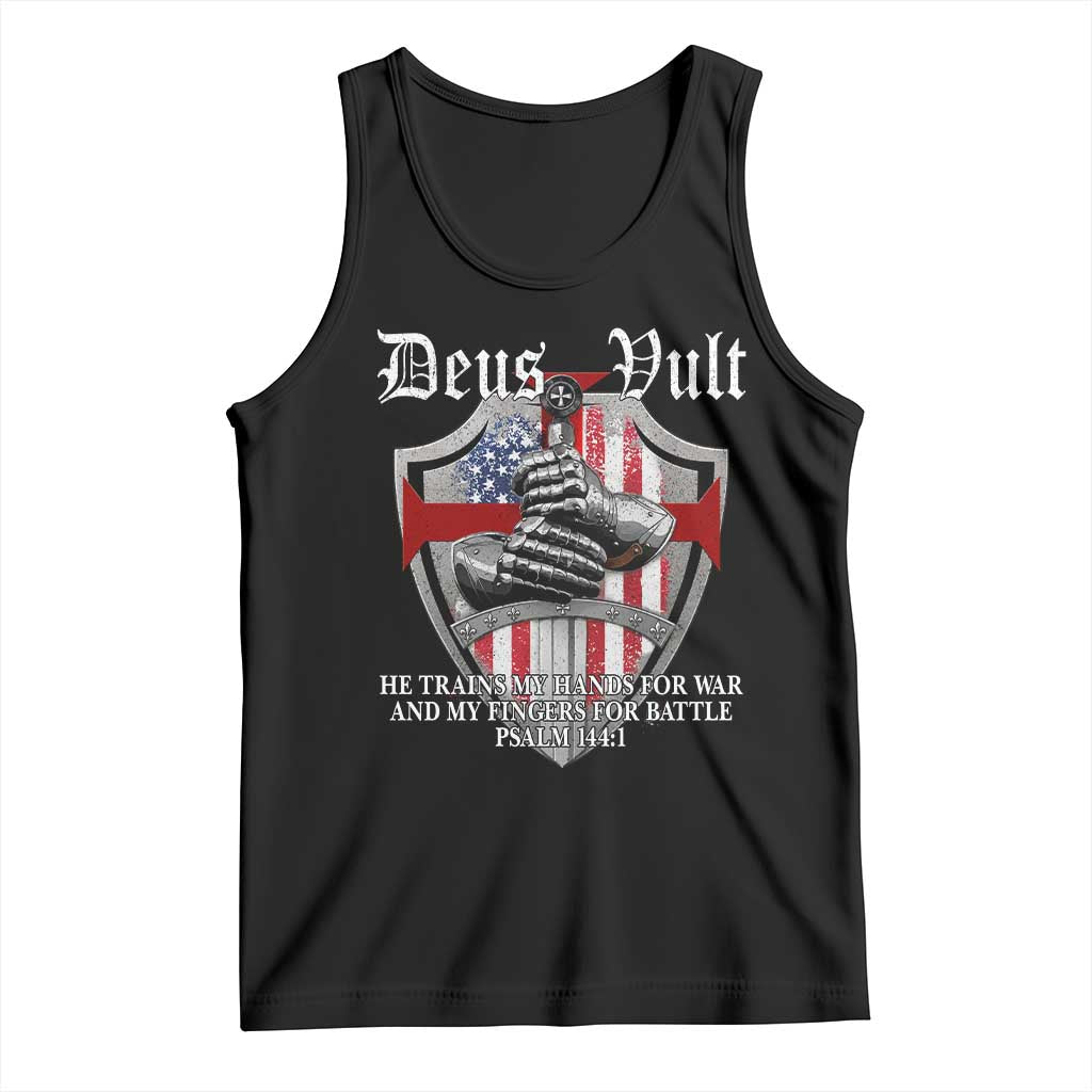 Deus Vult Knights Templar Tank Top He Trains My Hands For War And My Fingers For Battle TS11 Black Print Your Wear