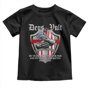 Deus Vult Knights Templar Toddler T Shirt He Trains My Hands For War And My Fingers For Battle