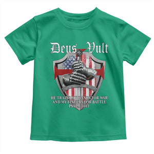 Deus Vult Knights Templar Toddler T Shirt He Trains My Hands For War And My Fingers For Battle