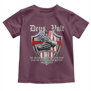 Deus Vult Knights Templar Toddler T Shirt He Trains My Hands For War And My Fingers For Battle