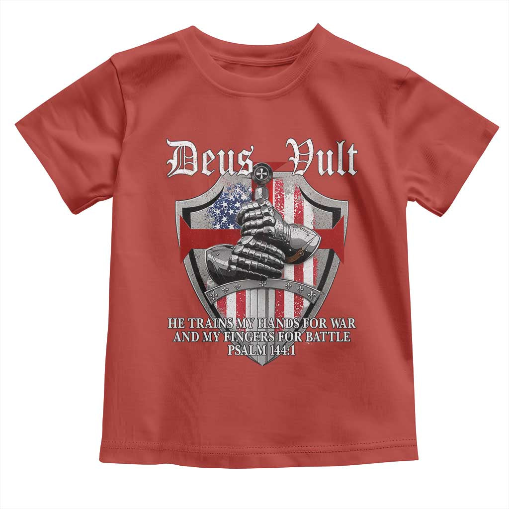 Deus Vult Knights Templar Toddler T Shirt He Trains My Hands For War And My Fingers For Battle