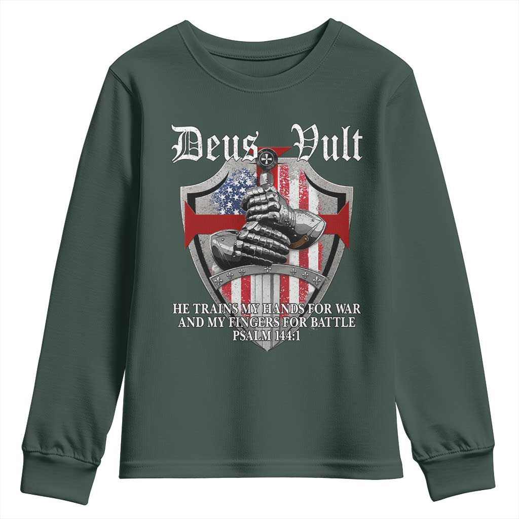 Deus Vult Knights Templar Youth Sweatshirt He Trains My Hands For War And My Fingers For Battle