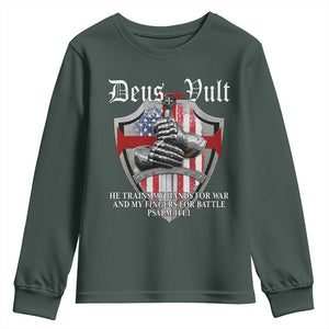 Deus Vult Knights Templar Youth Sweatshirt He Trains My Hands For War And My Fingers For Battle