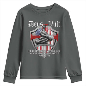 Deus Vult Knights Templar Youth Sweatshirt He Trains My Hands For War And My Fingers For Battle