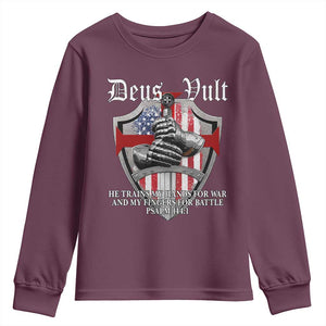 Deus Vult Knights Templar Youth Sweatshirt He Trains My Hands For War And My Fingers For Battle