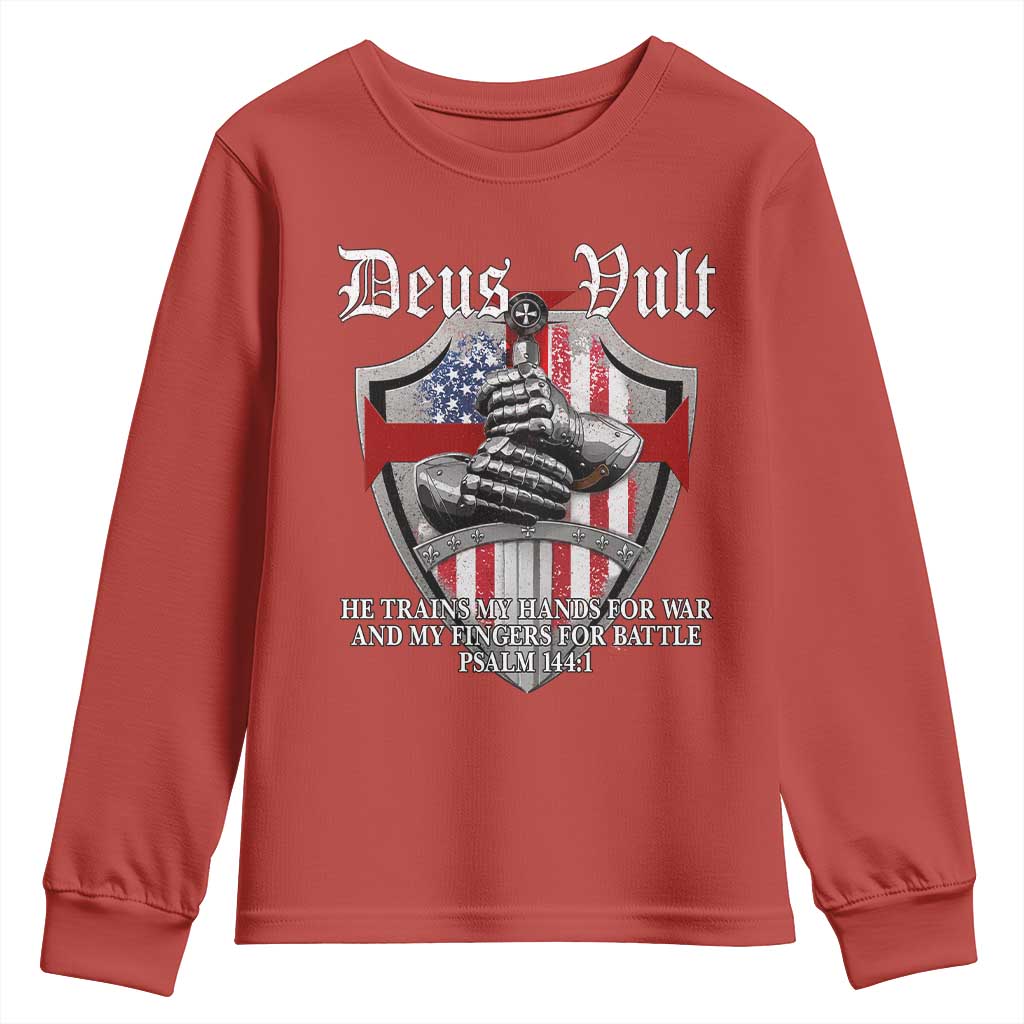 Deus Vult Knights Templar Youth Sweatshirt He Trains My Hands For War And My Fingers For Battle