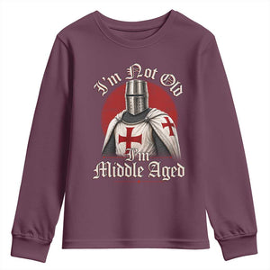I Am Not Old I Am Middle Aged Funny Templar Knight Youth Sweatshirt Medieval Ren Fair Humor