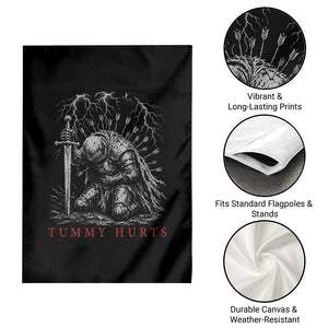 Tummy Hurts Funny Medieval Knight Dark Fantasy Humor Garden Flag