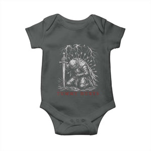 Tummy Hurts Funny Medieval Knight Dark Fantasy Humor Baby Onesie