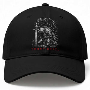 Tummy Hurts Funny Medieval Knight Dark Fantasy Humor Baseball Cap
