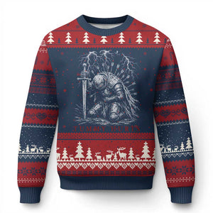 Tummy Hurts Funny Medieval Knight Dark Fantasy Humor Ugly Christmas Sweater
