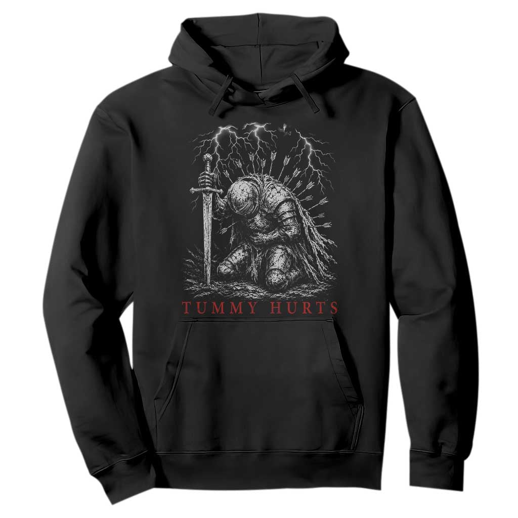 Tummy Hurts Funny Medieval Knight Dark Fantasy Humor Hoodie TS11 Black Print Your Wear