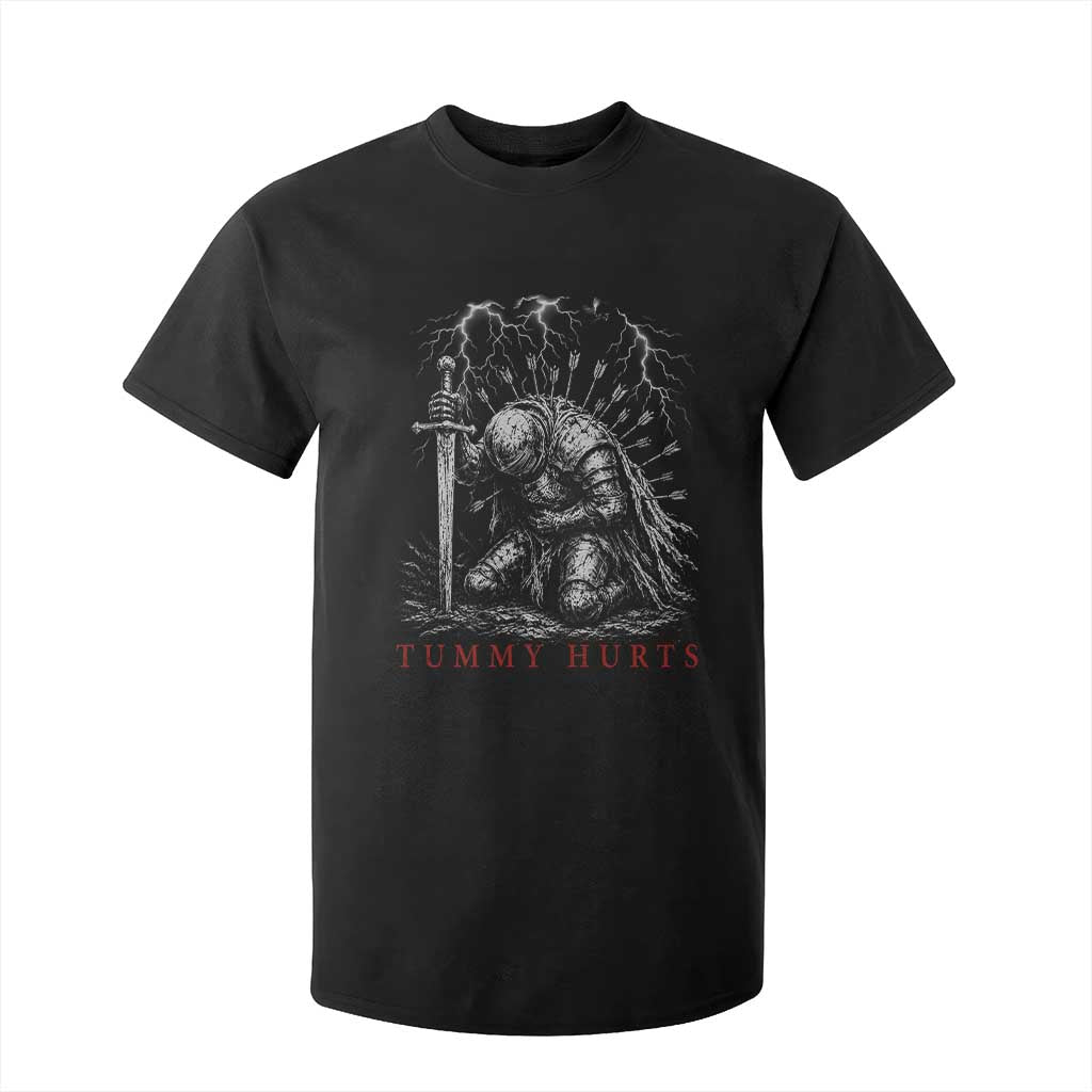 Tummy Hurts Funny Medieval Knight Dark Fantasy Humor T Shirt For Kid TS11 Black Print Your Wear