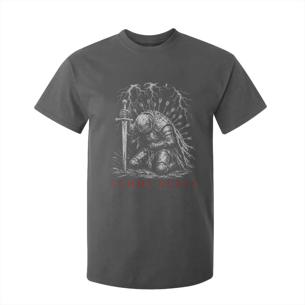 Tummy Hurts Funny Medieval Knight Dark Fantasy Humor T Shirt For Kid