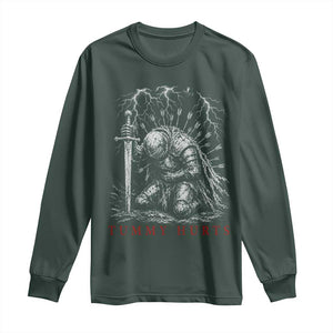 Tummy Hurts Funny Medieval Knight Dark Fantasy Humor Long Sleeve Shirt