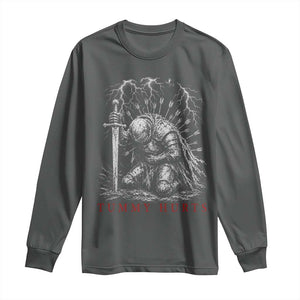 Tummy Hurts Funny Medieval Knight Dark Fantasy Humor Long Sleeve Shirt