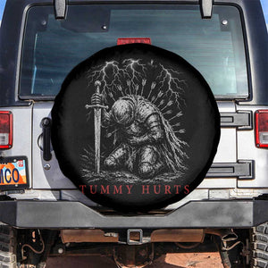 Tummy Hurts Funny Medieval Knight Dark Fantasy Humor Spare Tire Cover