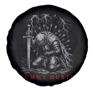 Tummy Hurts Funny Medieval Knight Dark Fantasy Humor Spare Tire Cover
